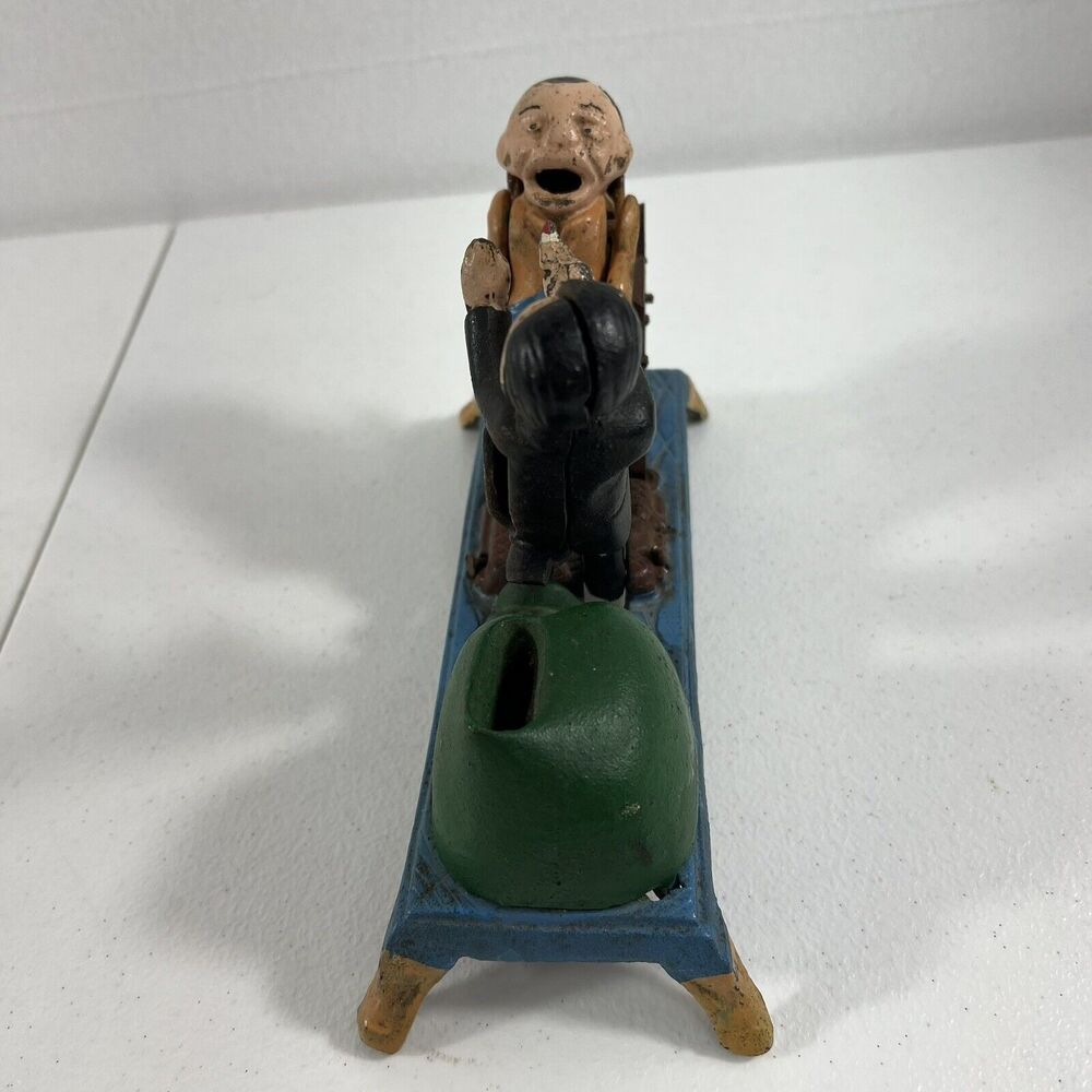 Vintage Cast Iron The Dentist Chair Pulling Teeth Mechanical Bank - Picture 5 of 12